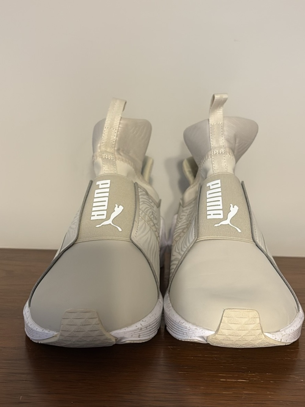 Puma Slip-On Sneakers in Neutral Beige and White